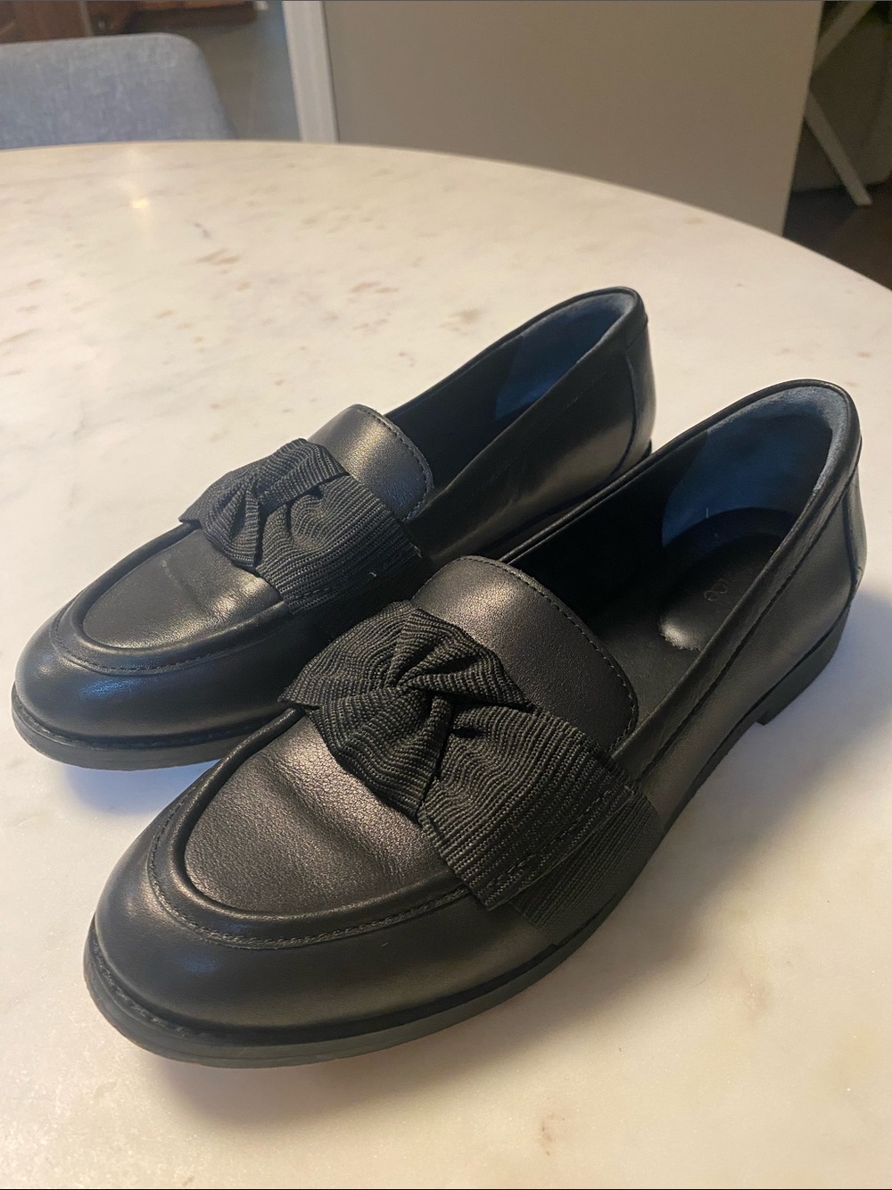 Quince Italian Black Leather Bow Penny Loafer Size 8 - Picture 2 of 7